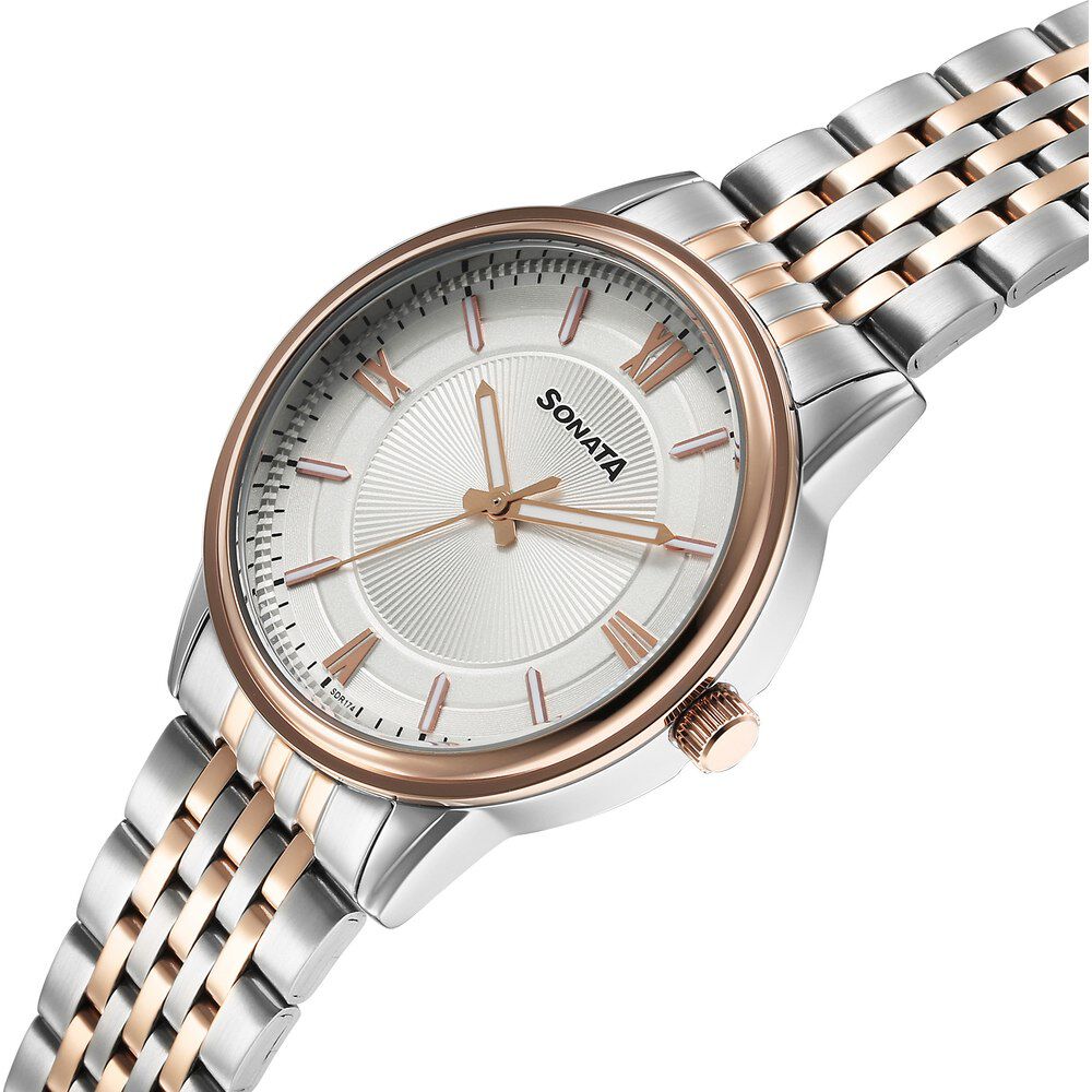 Buy Online Sonata Wedding Quartz Analog Off White Dial Stainless Steel Strap Watch For Men 77154km02 p Sonata