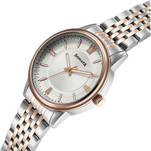 Sonata Wedding Quartz Analog Off White Dial Stainless Steel Strap Watch For Men - image number 1