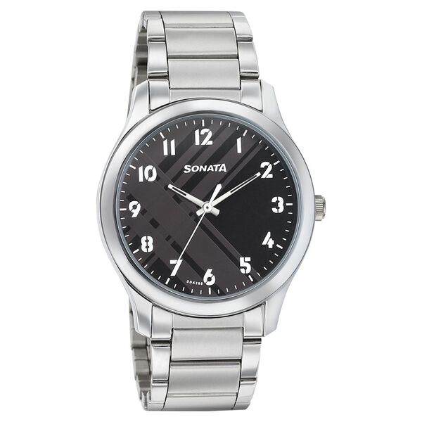 Sonata Quartz Analog Grey Dial Stainless Steel Strap Watch for Men - image number 0