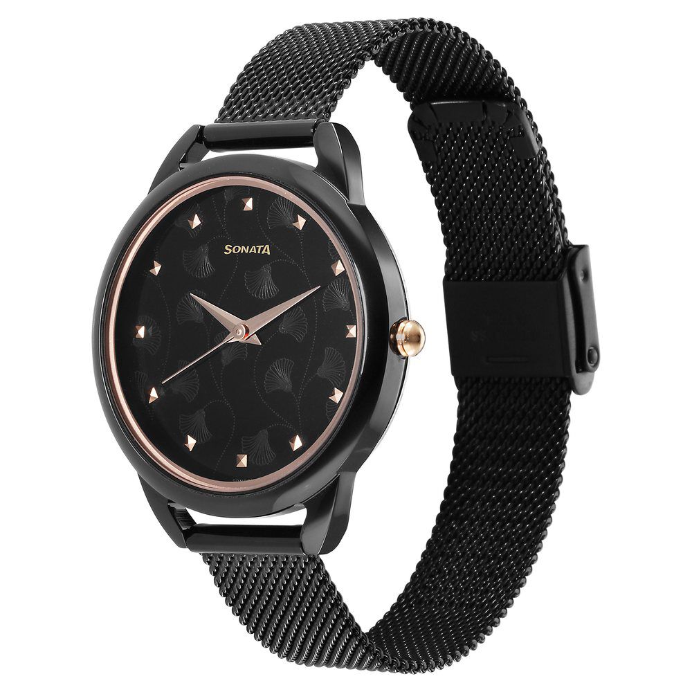 Sonata analog black dial women's clearance watch