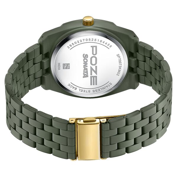 Sonata Poze Quartz Analog Green Dial Green Metal Strap Watch For Men - image number 6