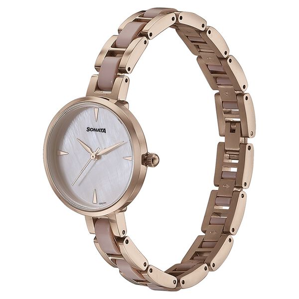 Sonata Quartz Analog Mother of Pearl Dial Two Toned Stainless Steel Strap Watch For Women - image number 3