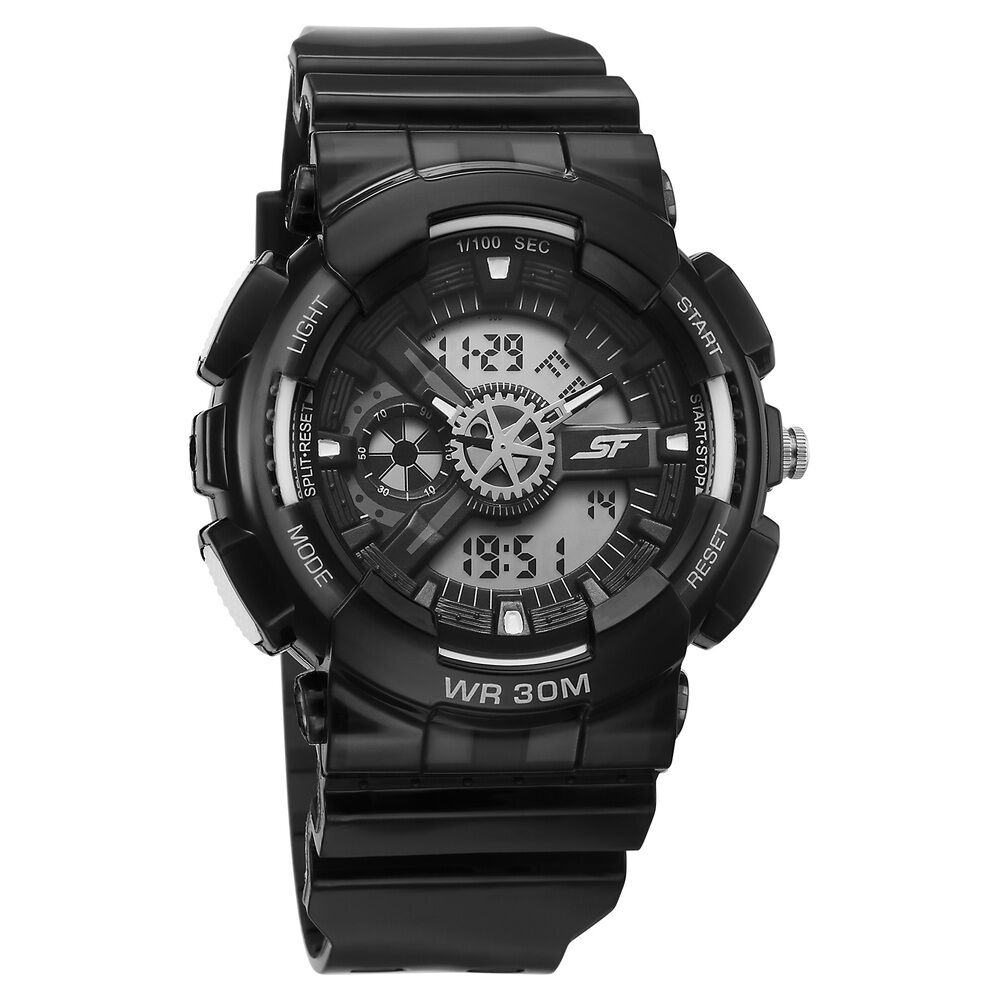 Sonata SF Spectra Quartz Digital Black Dial Translucent Black PU Strap Watch For Men-image-21