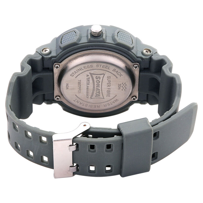 SF Super Fibre Quartz Analog Digital Black Dial Plastic Strap Watch for Men - image number 2