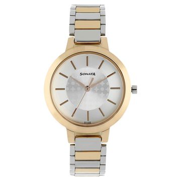 Sonata Blush Silver Dial Women Watch With Stainless Steel Strap
