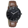 Sonata Poze Quartz Analog Black Dial Tan Leather Strap Watch For Men - image number 2