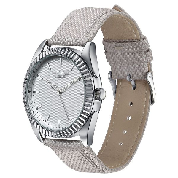 Poze By Sonata Quartz Analog White Dial Grey Nylon Strap Watch For Men - image number 4
