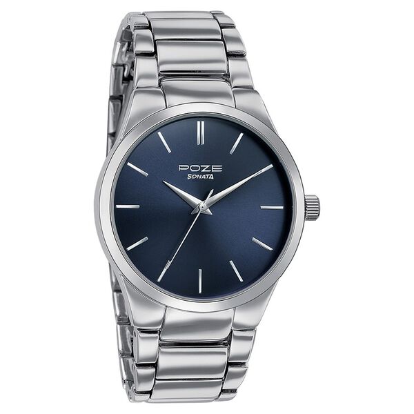 Sonata Poze Quartz Analog Blue Dial Metal Strap Watch for Men - image number 2