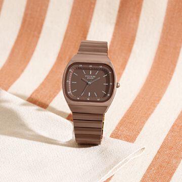 Poze Poze Quartz Analog Brown Dial Brown Metal Strap Watch For Women
