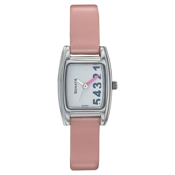 Sonata Quartz Analog White Dial Leather Strap Watch for Women - image number 0
