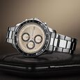 Sonata Chronos Quartz Analog with Date Blue Dial Silver Colour Stainless Steel Strap Watch For Men