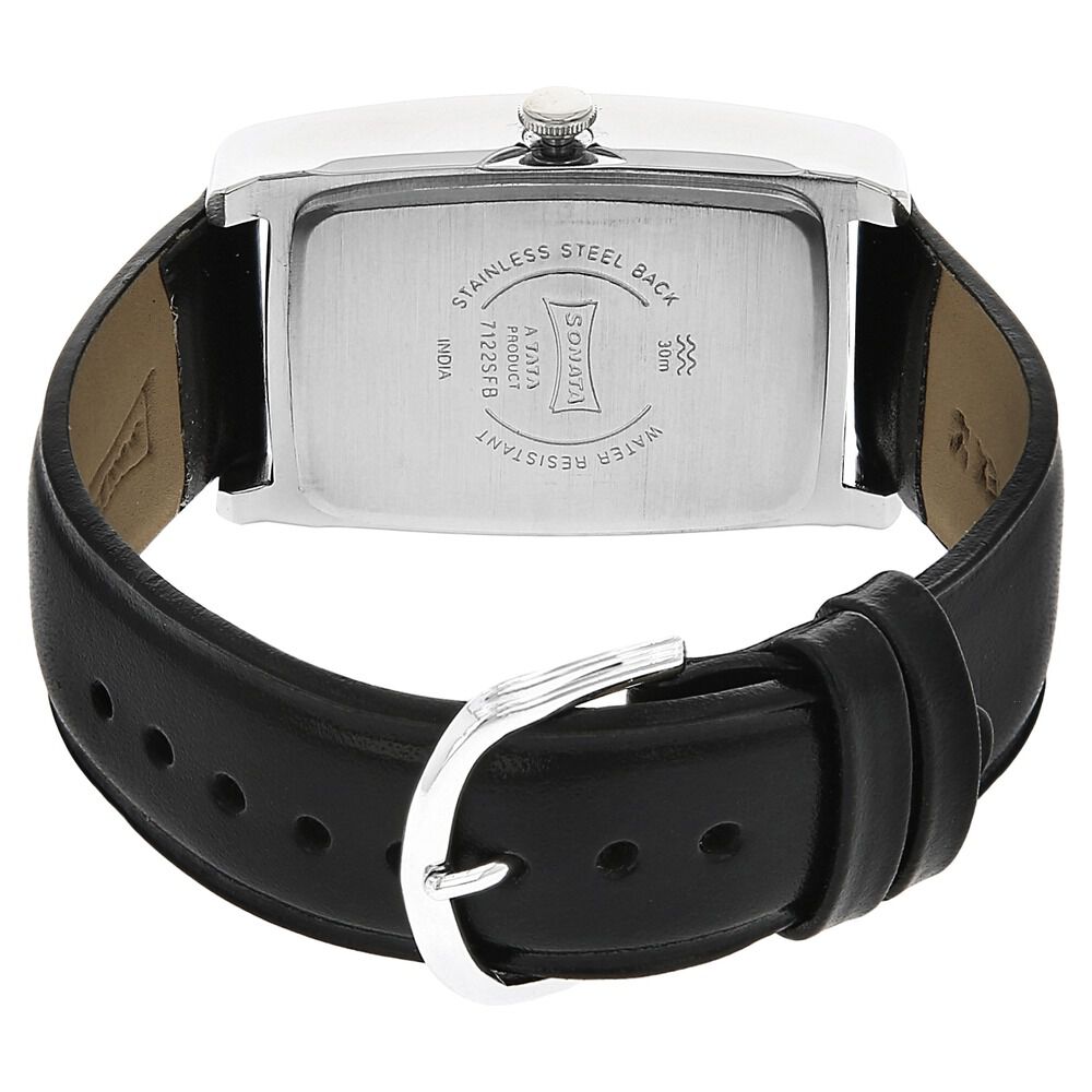 Buy Online Sonata Quartz Analog Black Dial Leather Strap Watch for