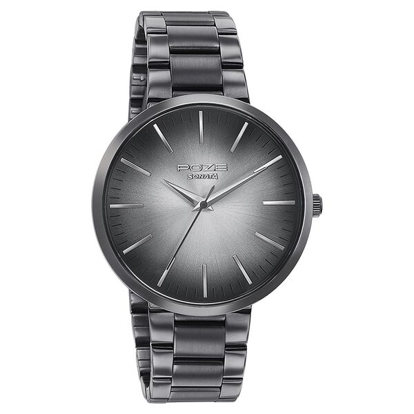 Sonata Poze Quartz Analog Grey Dial Metal Strap Watch for Men - image number 2