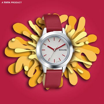 Sonata Splash White Dial Women Watch With Leather Strap