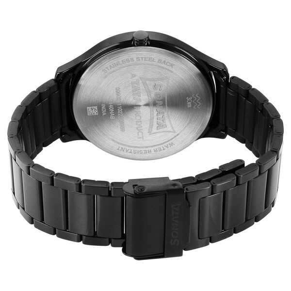 Sonata Unveil Quartz Multifunction Black Dial Stainless Steel Strap Watch for Men - image number 3