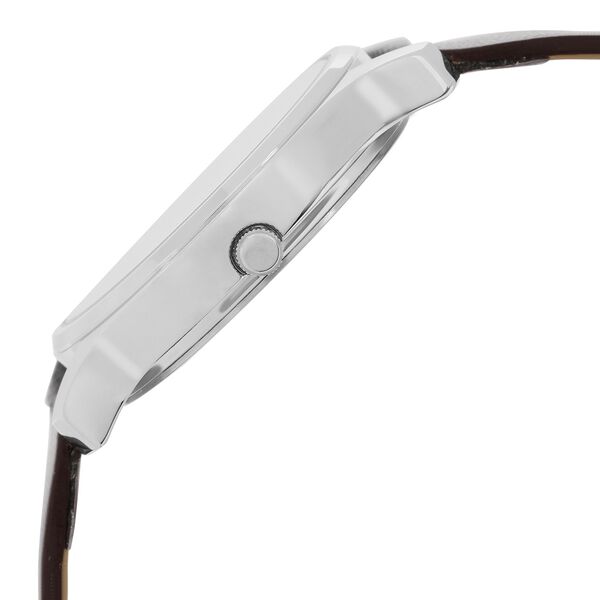 Sonata Quartz Analog with Day and Date Silver Dial Leather Strap Watch for Men - image number 3
