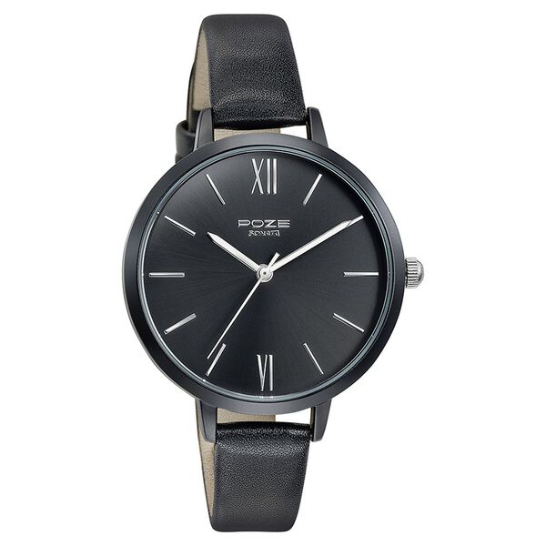 Sonata Poze Quartz Analog Black Dial Leather Strap Watch for Women - image number 2