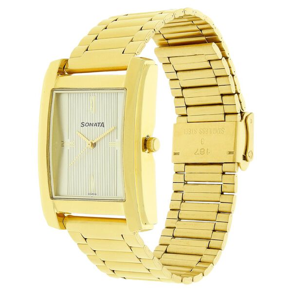 Sonata Quartz Analog Champagne Dial Stainless Steel Strap Watch for Men - image number 1