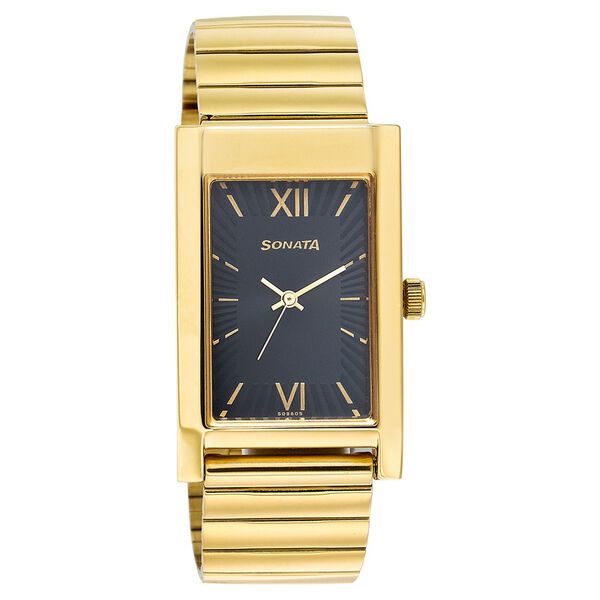 Sonata Quartz Analog Black Dial Stainless Steel Strap Watch for Men - image number 0