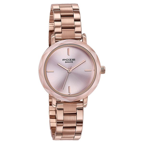 Sonata Poze Quartz Analog Pink Dial Stainless Steel Strap Watch For Women - image number 2