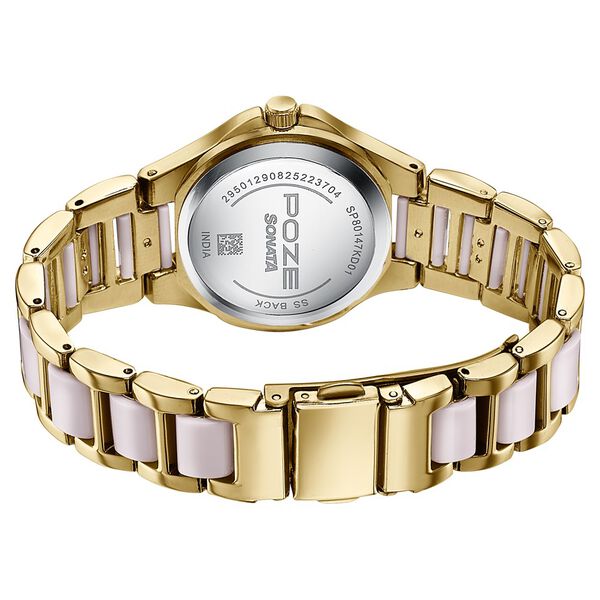 Poze By Sonata Quartz Analog Pink Dial Two Toned Metal & Plastic Strap Watch For Women - image number 6