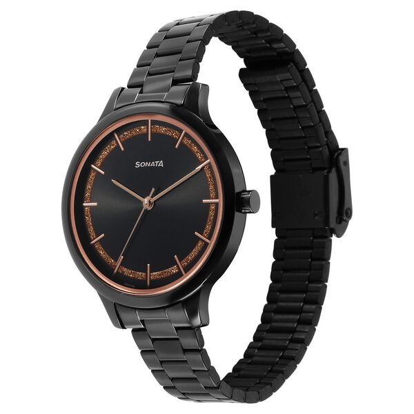 Sonata Blush Quartz Analog Black dial Stainless Steel Strap Watch for Women - image number 1