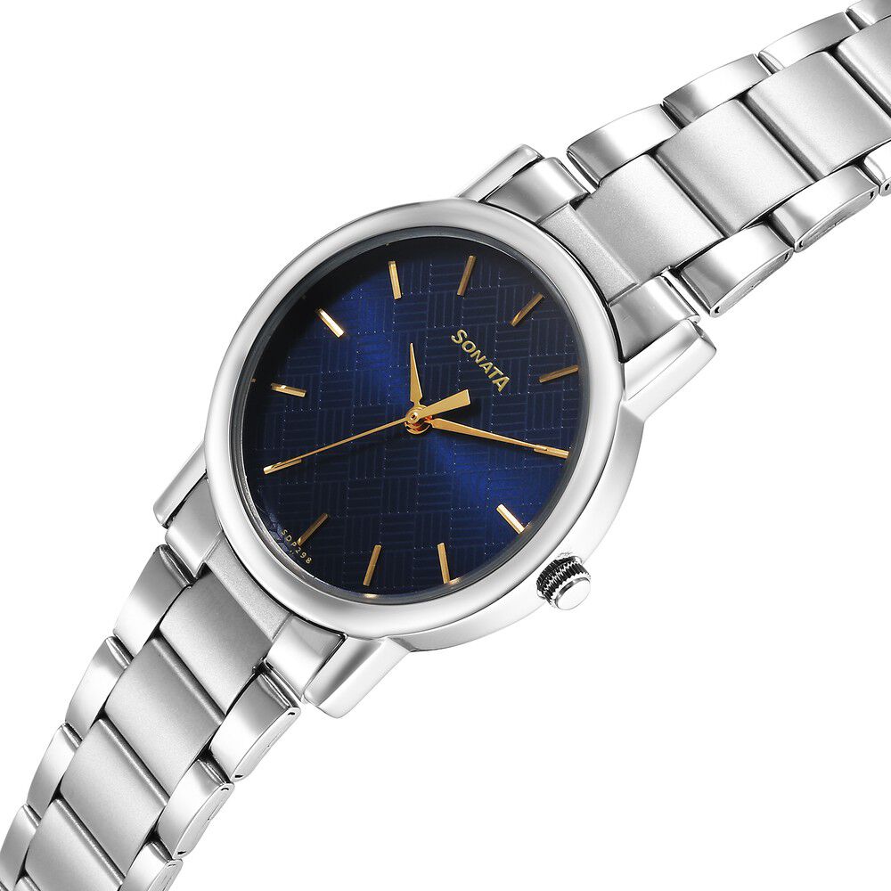 Buy Online Sonata Classic Quartz Analog Blue Dial Silver Stainless Steel Strap Watch for Men ns7987sm06w Sonata