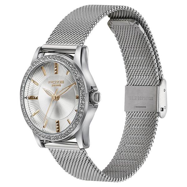 Sonata Poze Quartz Analog Silver Round Dial Silver Mesh Strap Watch For Women - image number 3
