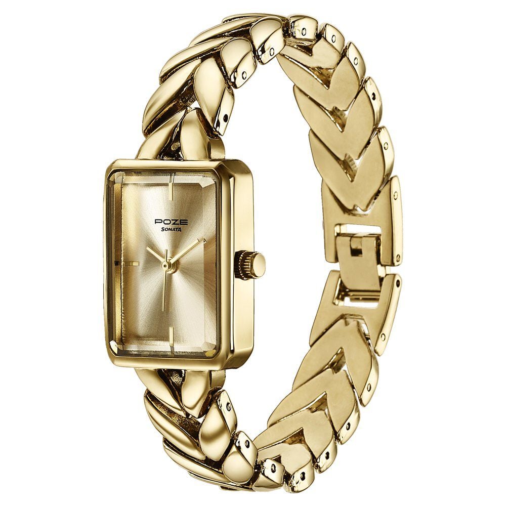 Buy Online Poze By Sonata Quartz Analog Golden Dial Gold Metal