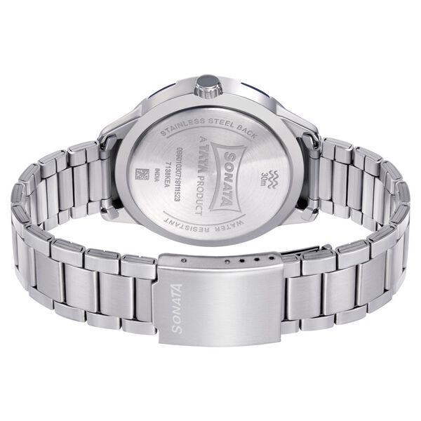 Sonata Quartz Analog with Day and Date White Dial Metal Strap Watch for Men - image number 3