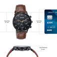Sonata Festive Quartz Multifunction Black Dial Brown Leather Strap Watch For Men - image number 3