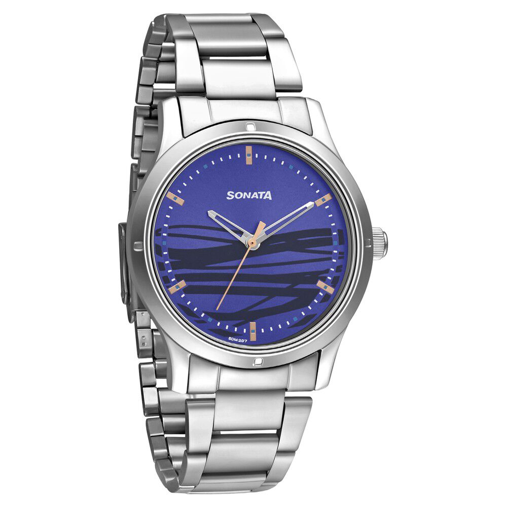 Sonata Women of Steel Blue Dial Metal Strap Watch for Women