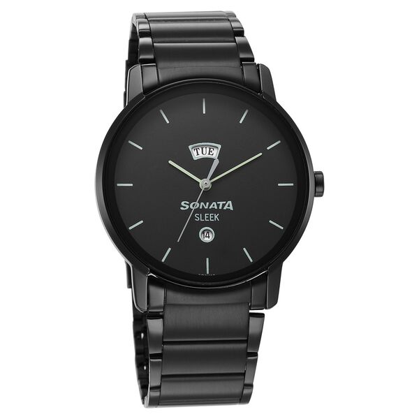 Sleek Black Dial Analog with Day and Date Watch for Men - image number 0