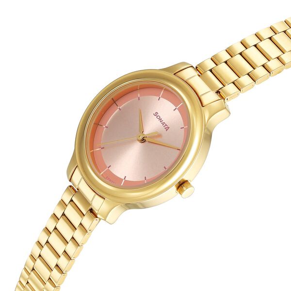 Sonata Gold Edit Pink Dial Women Watch With Stainless Steel Strap - image number 2