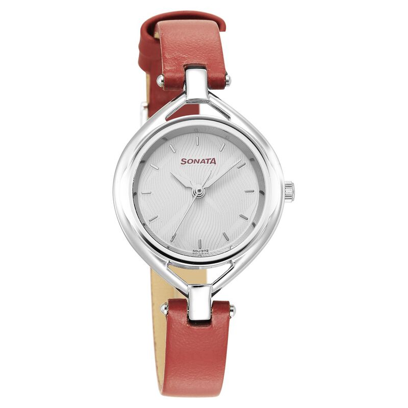 Sonata Alloys Silver Dial Women Watch With Leather Strap - image number 0