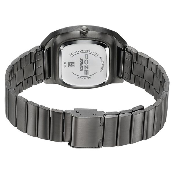Poze Poze Quartz Analog Black Dial Grey Metal Strap Watch For Women - image number 6