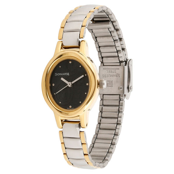 Sonata Quartz Analog Black Dial Stainless Steel Strap Watch for Women - image number 1