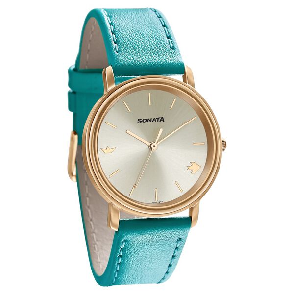 Sonata Play Silver Dial Women Watch With Leather Strap - image number 0