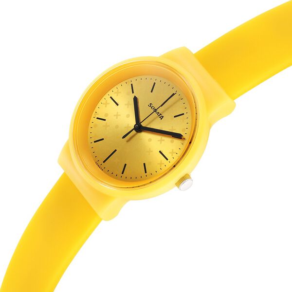 Sonata Splash Quartz Analog Yellow Dial Plastic Strap Watch for Women - image number 2