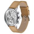 Sonata Quartz Multifunction Silver Dial Brown Leather Strap Watch For Men - image number 3