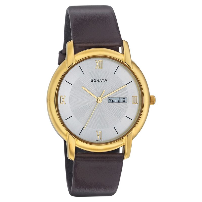 Sonata Quartz Analog with Day and Date White Dial Strap Watch for Men - image number 0