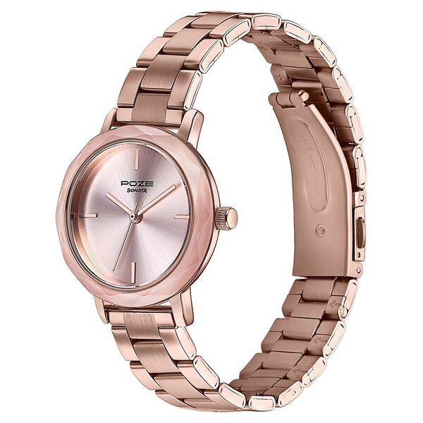 Sonata Poze Quartz Analog Pink Dial Stainless Steel Strap Watch For Women - image number 4