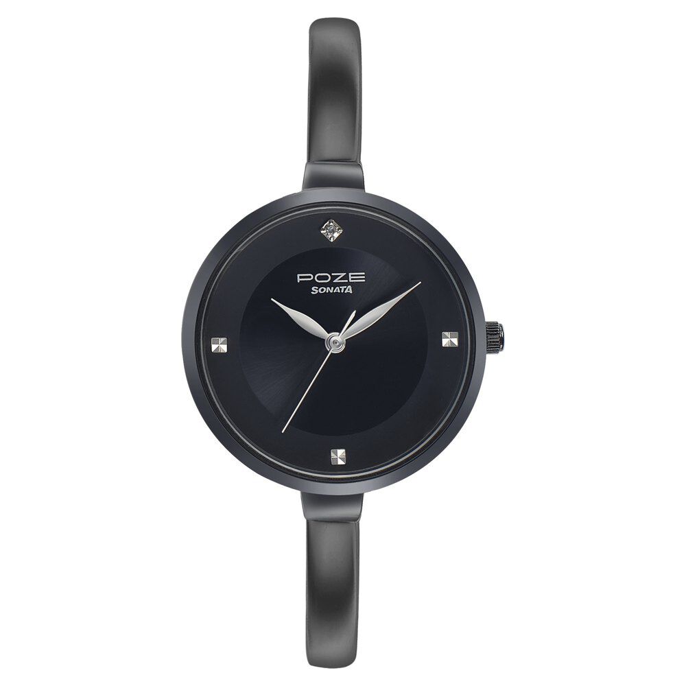Buy Online Sonata Poze Quartz Analog Black dial Metal Strap Watch for Women sp80013nm01 Sonata