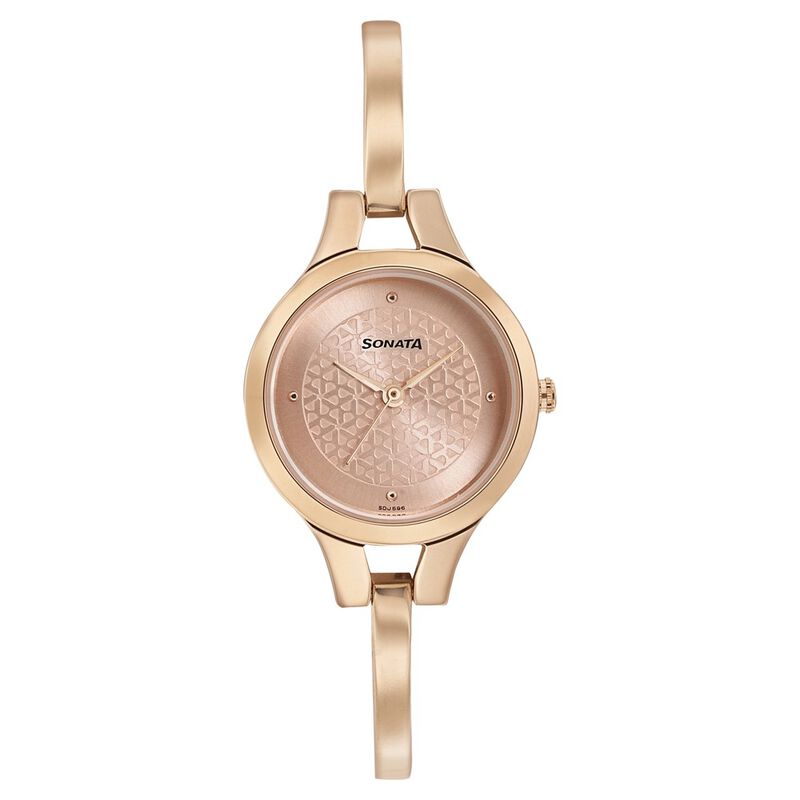 Stainless Steel Sonata Rose Gold Watches For Ladies Sonata Quartz Analog  White Dial Rose Gold Stainless Steel Strap Watch For Women