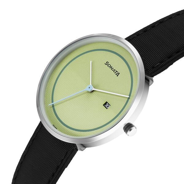 Sonata Ascent Quartz Analog with Date Green Dial Leather Strap Watch For Men - image number 1