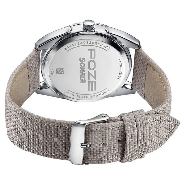 Poze By Sonata Quartz Analog White Dial Grey Nylon Strap Watch For Men - image number 6