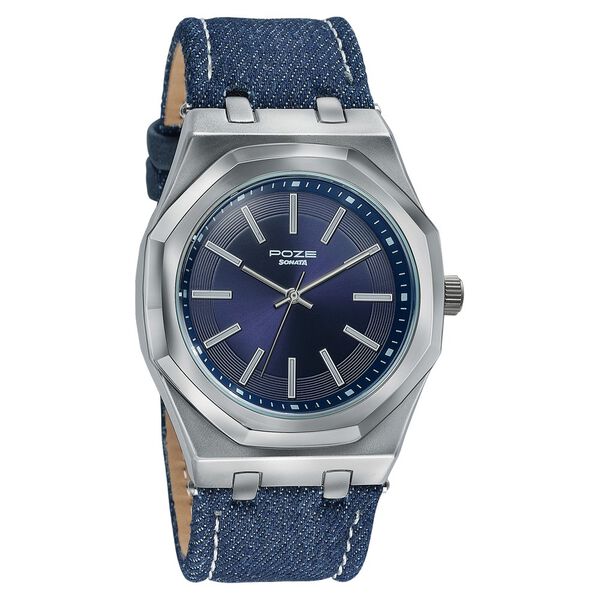 Poze Poze Quartz Analog Blue Dial Blue Denim Strap Watch For Men - image number 2
