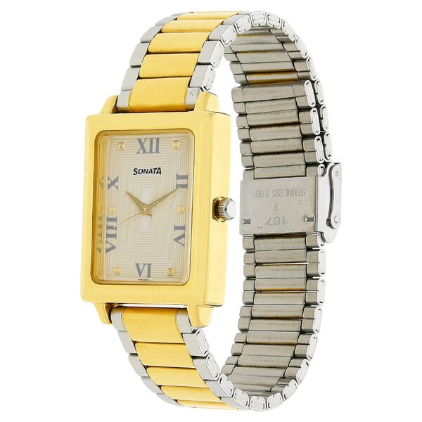 Sonata Quartz Analog Champagne Dial Stainless Steel Strap Watch for Men - image number 1