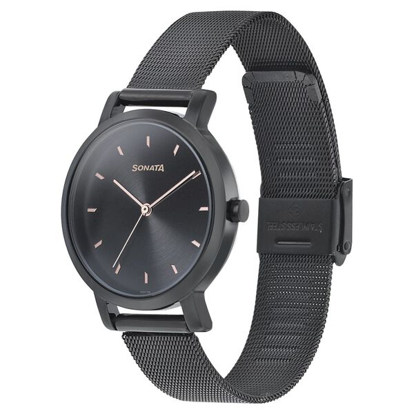 Sonata Onyx Black Dial Women Watch With Stainless Steel Strap - image number 1