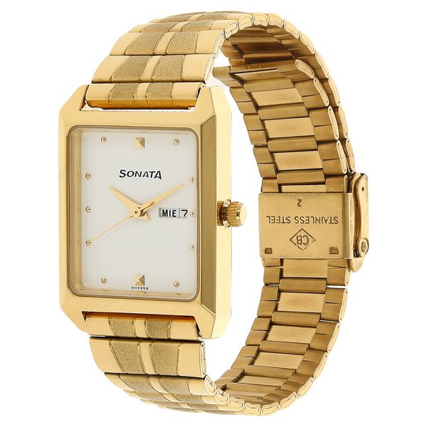 Sonata Quartz Analog White Dial Stainless Steel Strap Watch for Men - image number 1